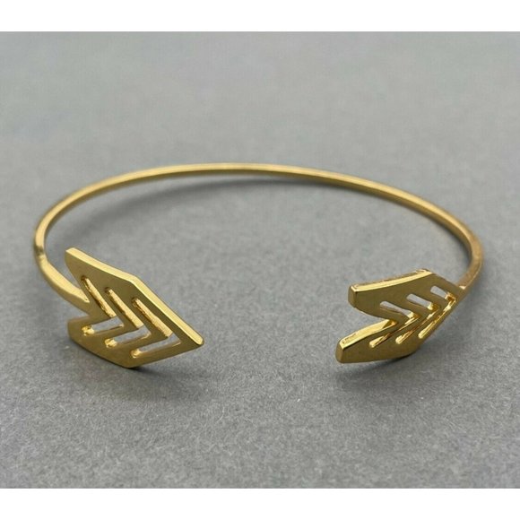 Gorjana Arrow Tail Feather Chevron Cuff Bracelet Gold Tone Adjustable